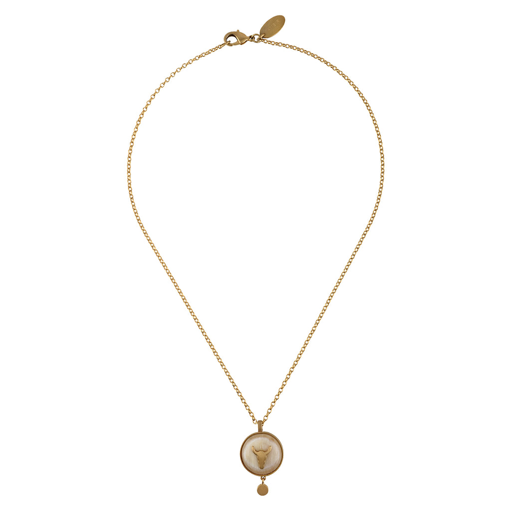 Gold chain with a pendant on a white background