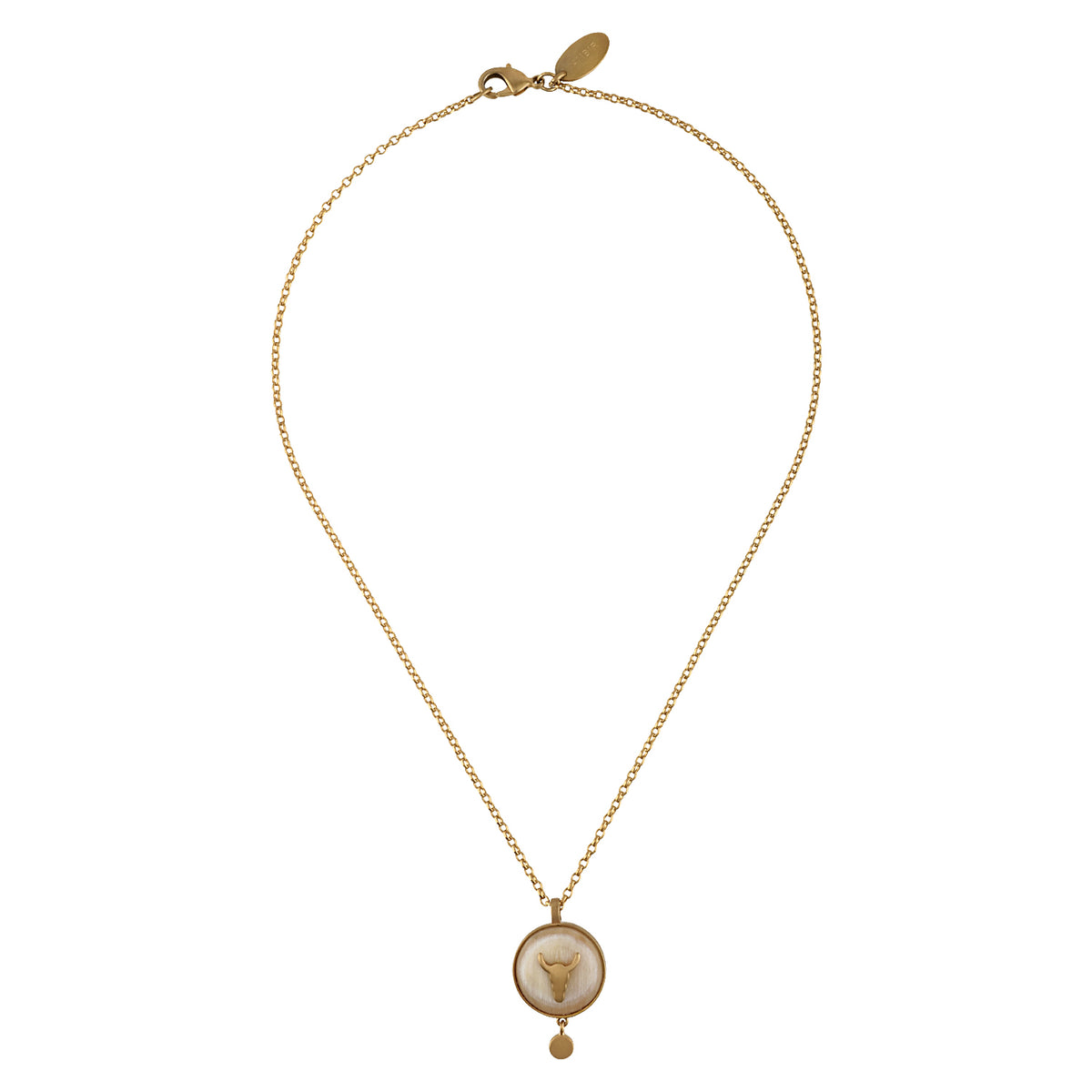 Gold chain with a pendant on a white background